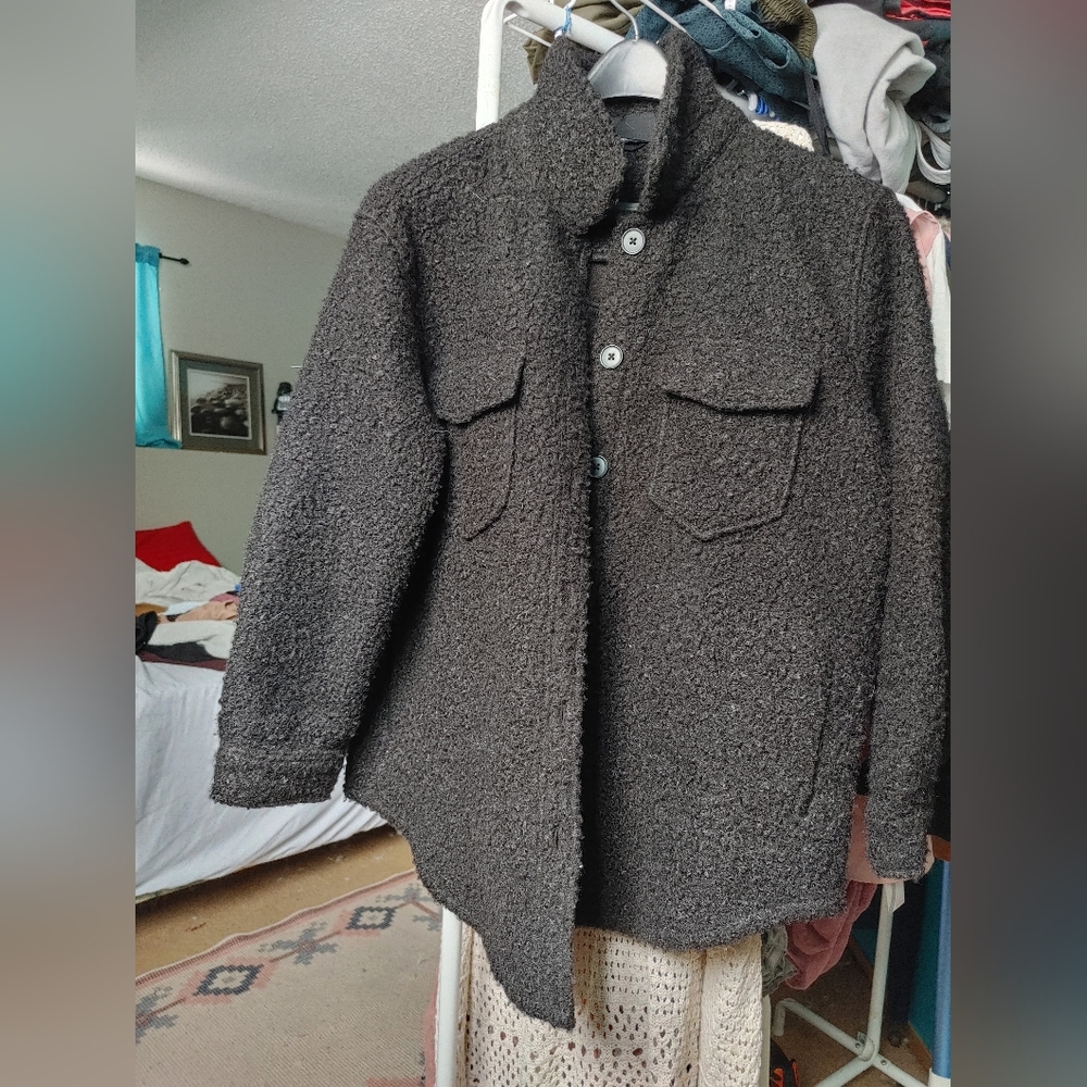 Cozy Black Textured Shacket
